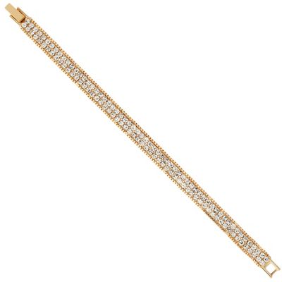 Gold bead and diamante double row bracelet